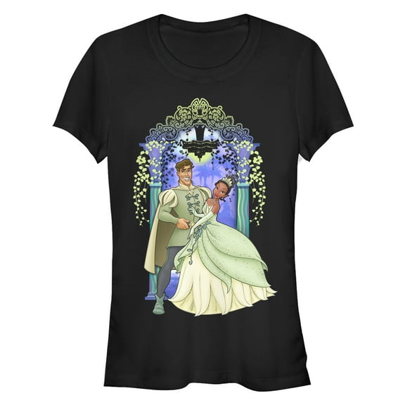 Junior's The Princess and the Frog Wedding Pose  Graphic Tee Black Small