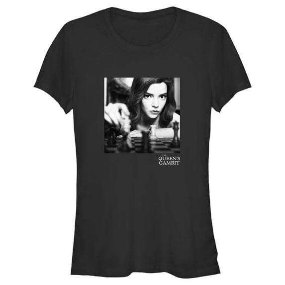 Junior's The Queen's Gambit Checkmate B&W Graphic Tee Black 2X Large