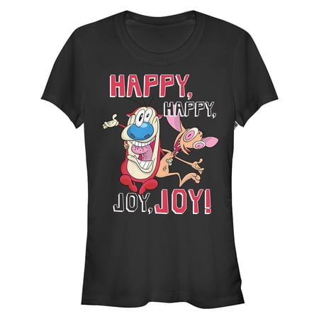 Junior's The Ren & Stimpy Show Happy Happy Joy Joy Graphic Tee Black 2X Large