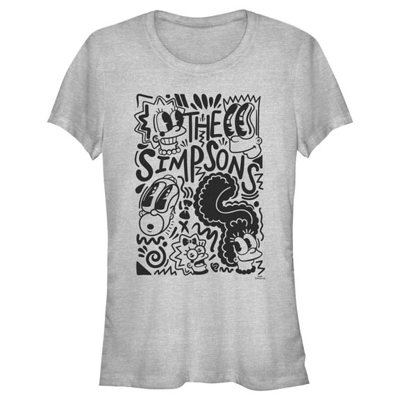 Junior's The Simpsons Classic Pop Art Family  Graphic Tee Athletic Heather Large