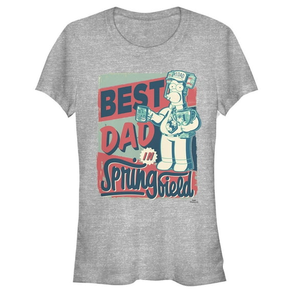 Junior's The Simpsons Father's Day Homer Simpson Best Dad in Springfield Graphic Tee Athletic Heather Large