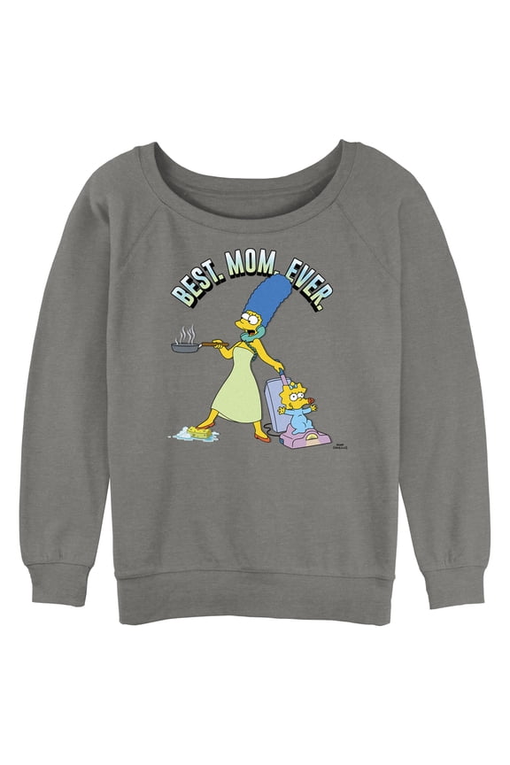 Junior's The Simpsons Marge Best. Mom. Ever. Sweatshirt Gray Heather Large