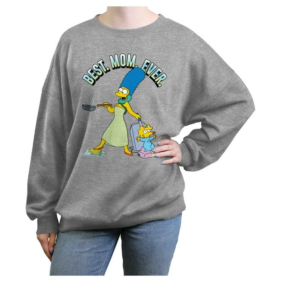 Junior's The Simpsons Marge and Maggie Best. Mom. Ever. Sweatshirt Heather Gray X Large