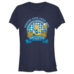 Junior's The Simpsons Support Moe's, Drink Beer Graphic Tee Navy Blue Large