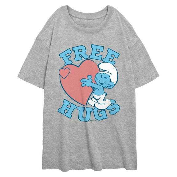 Junior's The Smurfs Free Hugs and Hearts  Graphic T-Shirt