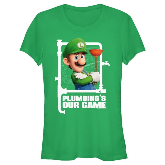 Junior's The Super Mario Bros. Movie Luigi Plumbing's Our Game Graphic Tee Kelly Green Large