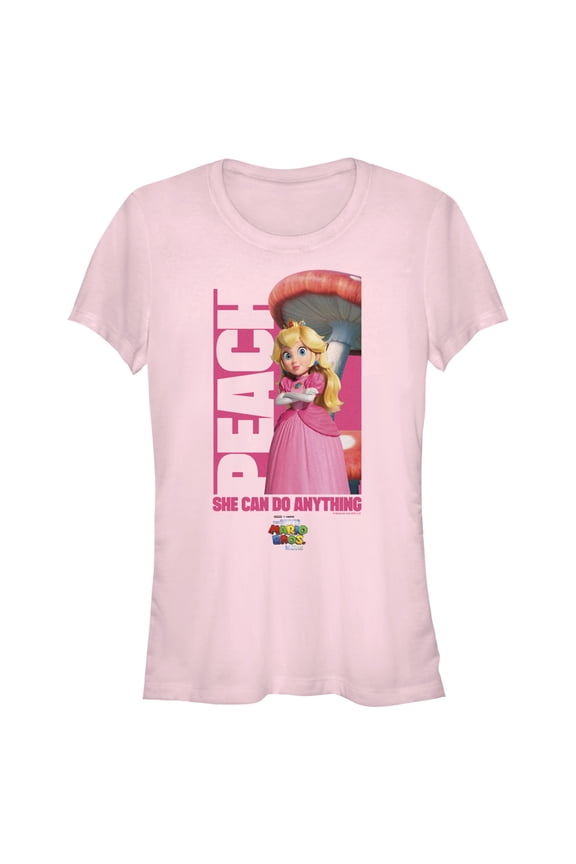 Junior's The Super Mario Bros. Movie Peach She Can Do Anything Graphic Tee Light Pink X Large
