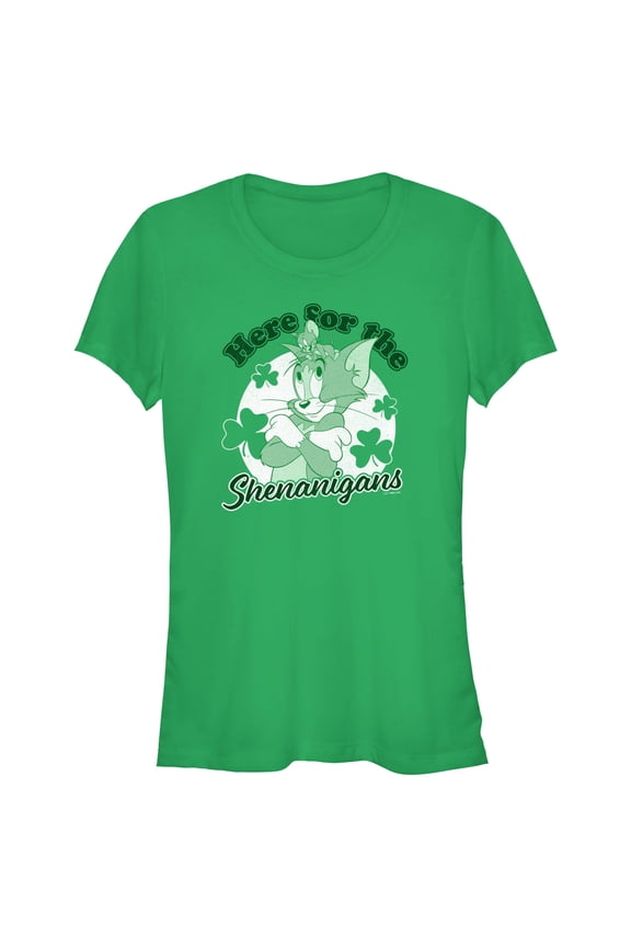 Junior's Tom and Jerry Here for the Shenanigans Graphic Tee Kelly Green Medium