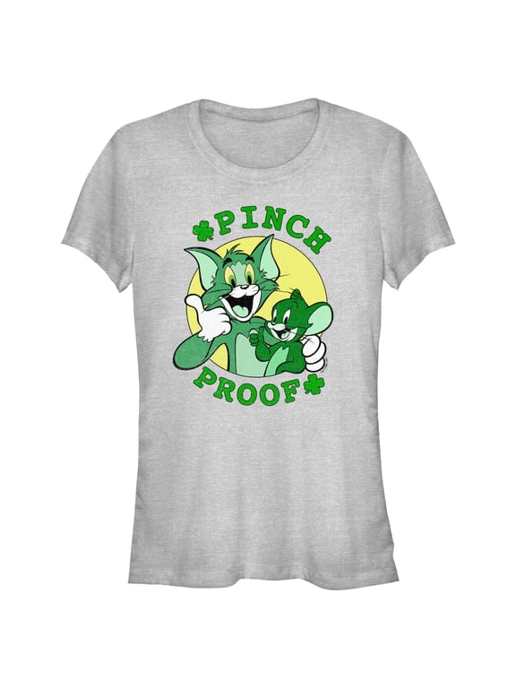 Junior's Tom and Jerry Pinch Proof Graphic Tee Athletic Heather Large