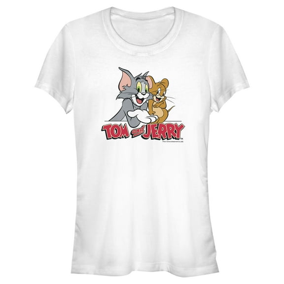 Junior's Tom and Jerry Tom and Jerry Best Friends Graphic Tee White X Large