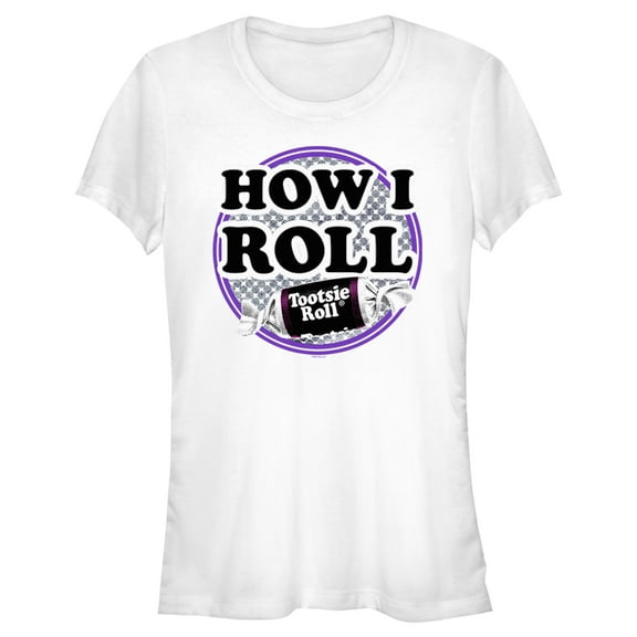 Junior's Tootsie Roll How I Roll Slogan Graphic Tee White X Large