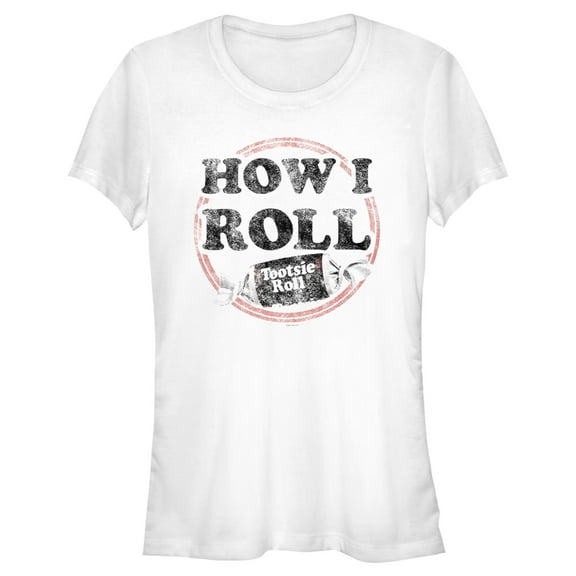 Junior's Tootsie Roll How I Roll Vintage Slogan  Graphic Tee White X Large