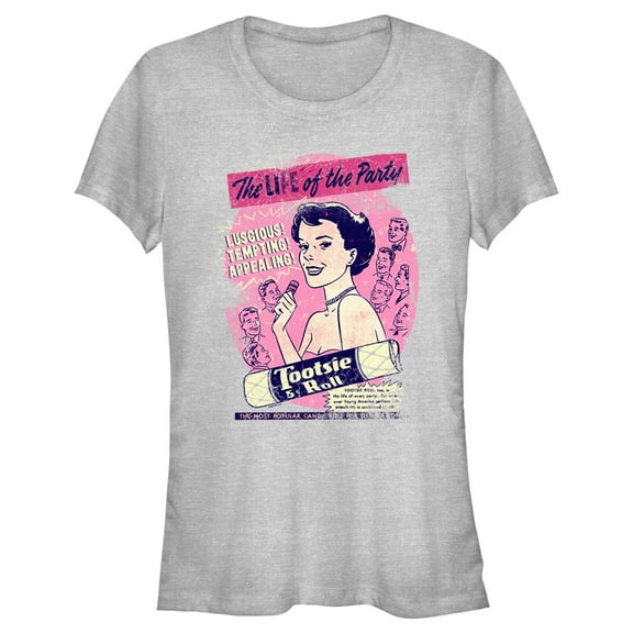 Junior's Tootsie Roll Vintage Life of the Party Ad Graphic Tee Athletic Heather Large