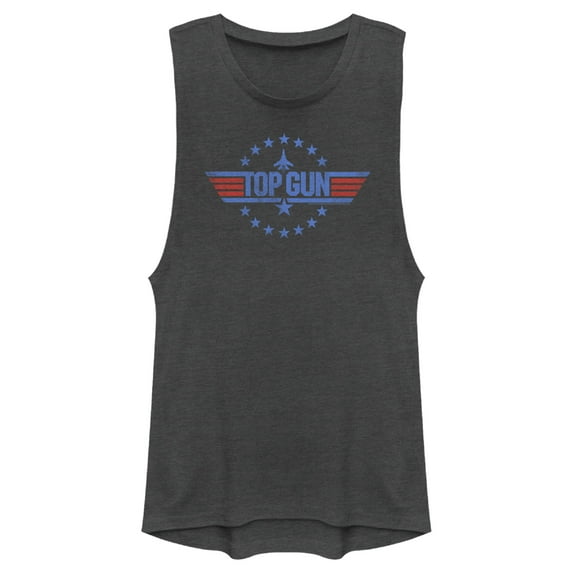 Junior's Top Gun Circle of Stars Logo Festival Muscle Graphic T-Shirt