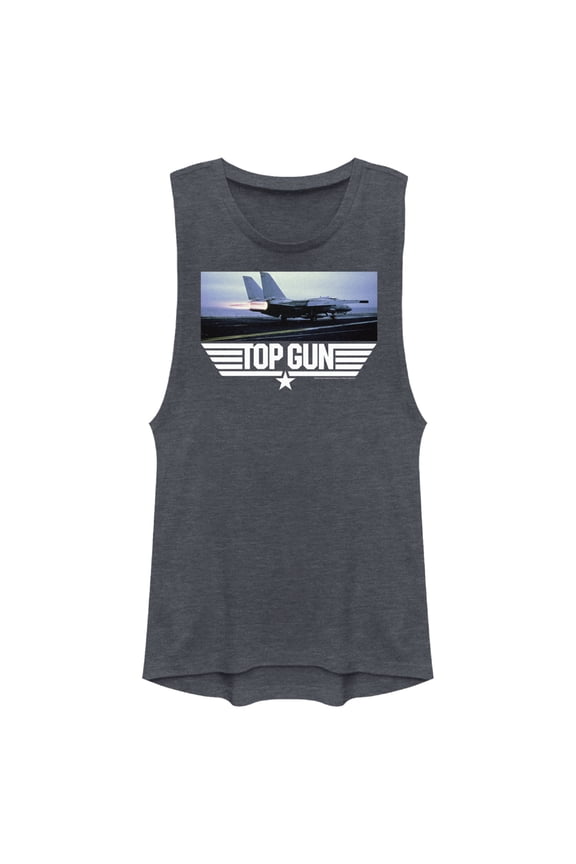 Junior's Top Gun Fighter Jet Ready for Takeoff Festival Muscle Graphic T-Shirt