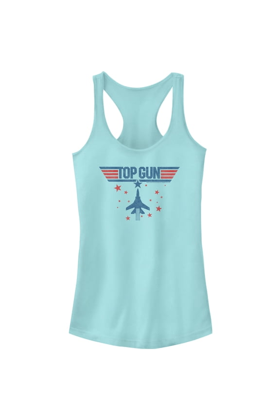 Junior's Top Gun Fighter Jet and Stars Logo Racerback Tank Top