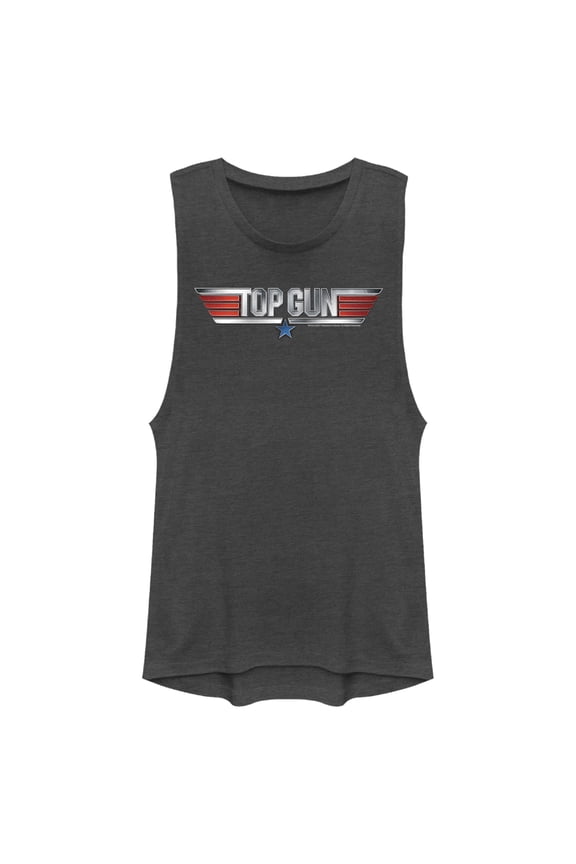 Junior's Top Gun Shiny 3D Logo  Festival Muscle Graphic T-Shirt