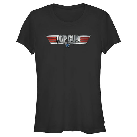 Junior's Top Gun Shiny Chrome 3D Movie Logo Graphic T-Shirt