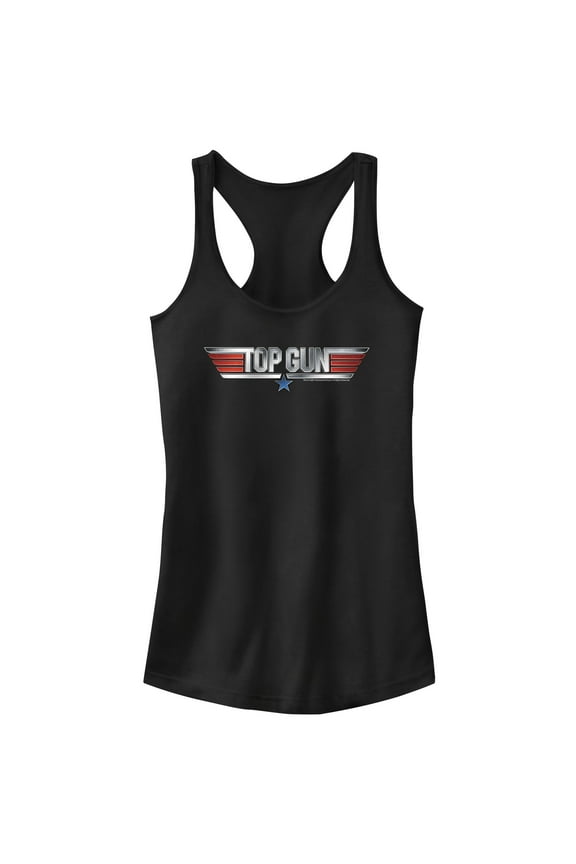 Junior's Top Gun Shiny Chrome 3D Movie Logo Racerback Tank Top