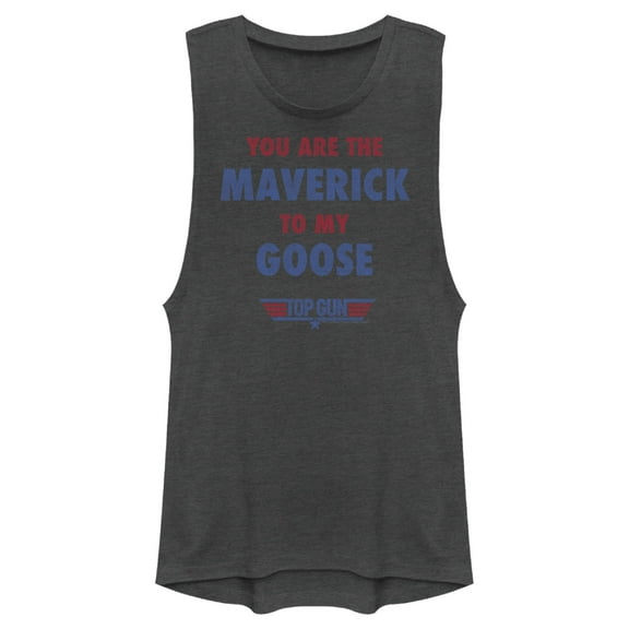 Junior's Top Gun You Are the Maverick to My Goose  Festival Muscle Graphic Tee Charcoal Small
