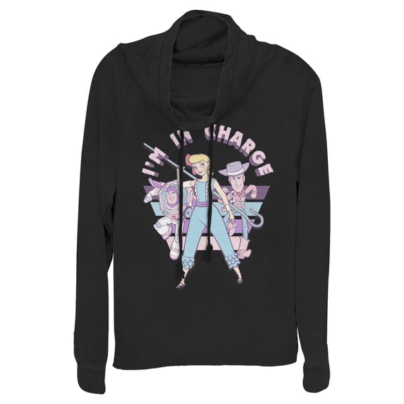 Junior's Toy Story Bo Peep In Charge Cowl Neck Sweatshirt Black 3X Large
