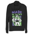 thumbnail image 1 of Junior's Toy Story Buzz Lightyear Made in 90s Cowl Neck Sweatshirt Black Small, 1 of 3