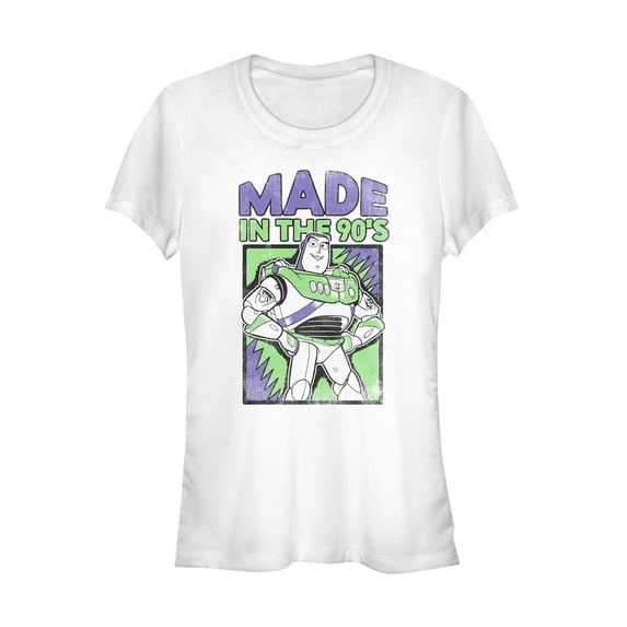 Junior's Toy Story Buzz Lightyear Made in 90s Graphic Tee White Large