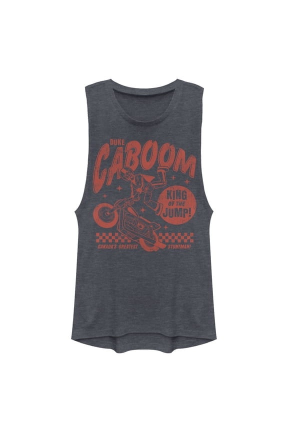 Junior's Toy Story Caboom King Jump  Festival Muscle Graphic Tee Denim Blue Heather Large