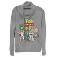 thumbnail image 1 of Junior's Toy Story Character Logo Party Cowl Neck Sweatshirt Gray Heather Small, 1 of 3