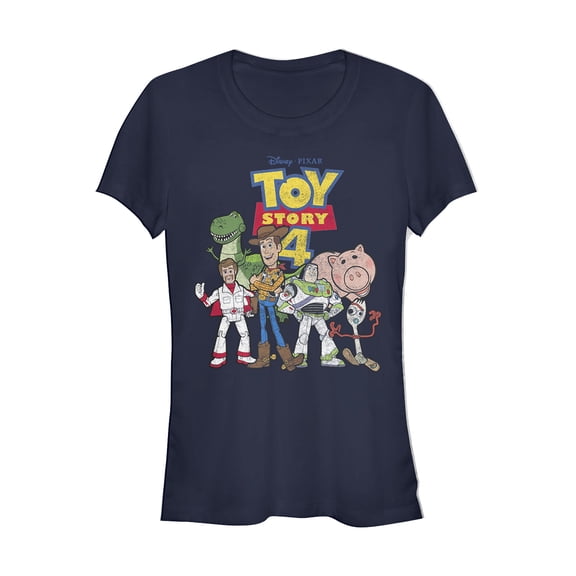 Junior's Toy Story Character Logo Party  Graphic Tee Navy Blue Small