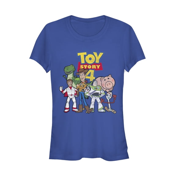 Junior's Toy Story Character Logo Party  Graphic Tee Royal Blue X Large