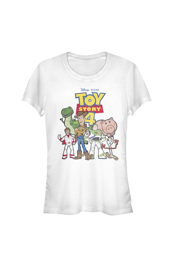 Junior's Toy Story Character Logo Party  Graphic Tee White Small