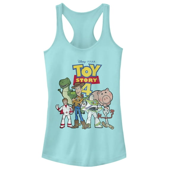 Junior's Toy Story Character Logo Party  Racerback Tank Top Cancun Medium