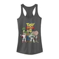 thumbnail image 1 of Junior's Toy Story Character Logo Party  Racerback Tank Top Charcoal Small, 1 of 3