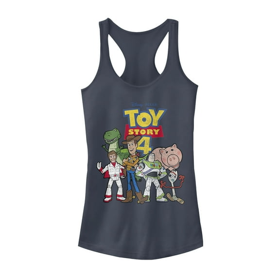 Junior's Toy Story Character Logo Party  Racerback Tank Top Indigo 2X Large