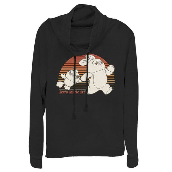 Junior's Toy Story Ducky & Bunny Kick It  Cowl Neck Sweatshirt Black 3X Large