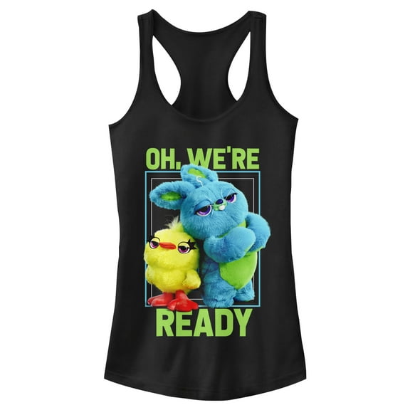 Junior's Toy Story Ducky & Bunny Ready Pose  Racerback Tank Top Black Medium