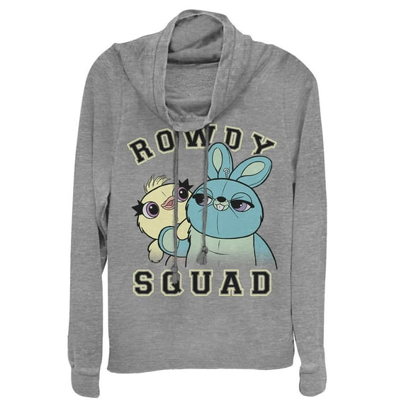 Junior's Toy Story Ducky & Bunny Squad Cowl Neck Sweatshirt Gray Heather X Small