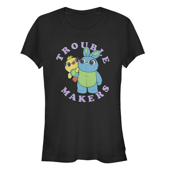 Junior's Toy Story Ducky & Bunny Trouble Makers  Graphic Tee Black Medium