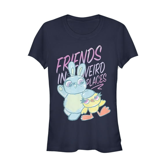 Junior's Toy Story Ducky & Bunny Weird Places  Graphic Tee Navy Blue 2X Large