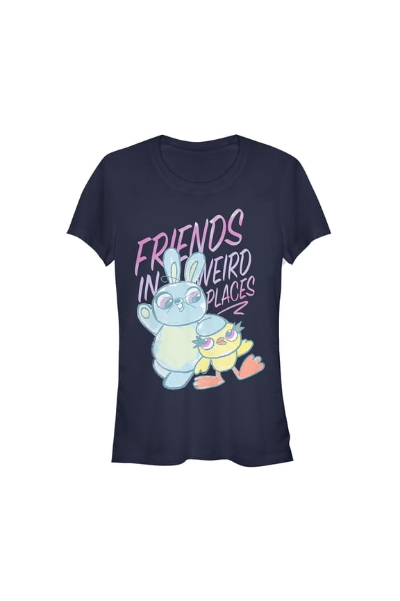 Junior's Toy Story Ducky & Bunny Weird Places  Graphic Tee Navy Blue Medium