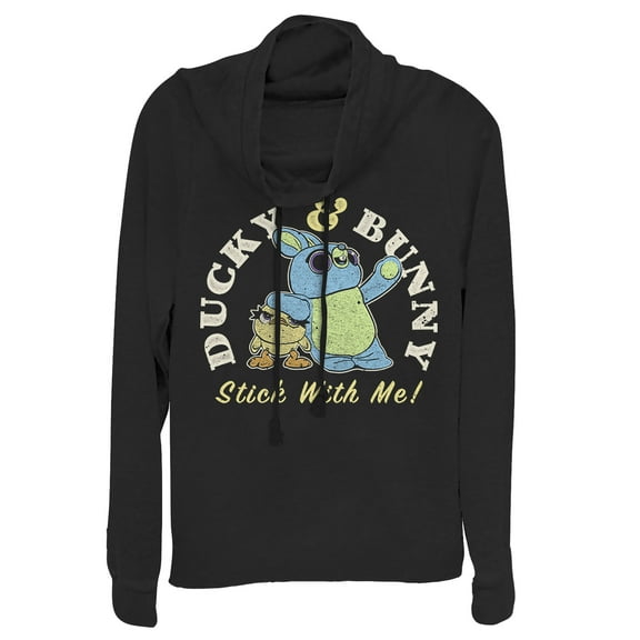 Junior's Toy Story Ducky & Bunny With It Motto Cowl Neck Sweatshirt Black X Small