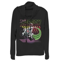 Junior's Toy Story Duke Caboom Neon Race  Cowl Neck Sweatshirt Black Medium