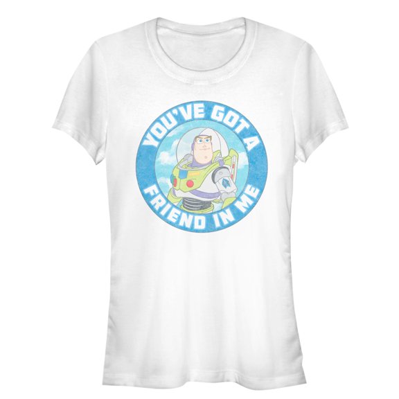 Junior's Toy Story Friend in Me Buzz Circle  Graphic Tee White Small