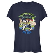 Junior's Toy Story Friend in Me Scene Graphic Tee Navy Blue Small