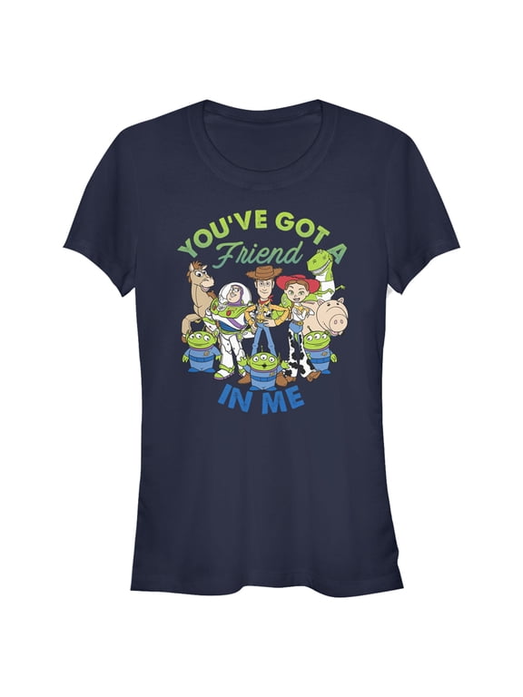 Junior's Toy Story Friend in Me Scene Graphic Tee Navy Blue X Large