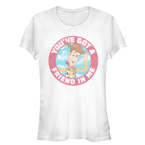 Junior's Toy Story Friend in Me Woody Circle Graphic Tee White Medium
