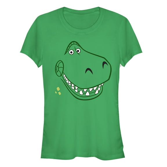 Junior's Toy Story Grinning Rex Face Graphic Tee Kelly Green Medium
