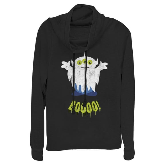 Junior's Toy Story Halloween Squeeze Alien Boo Ghosts Cowl Neck Sweatshirt Black Small