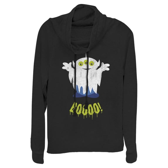 Junior's Toy Story Halloween Squeeze Alien Boo Ghosts Cowl Neck Sweatshirt Black X Small
